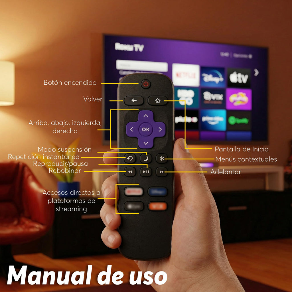Archy Paquete 2 piezas: Control Remoto compatible con pantallas Roku TV (RTV)