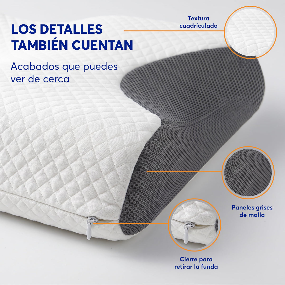 Almohada Cervical de Memory Foam con Funda Removible 60 x 31 cm