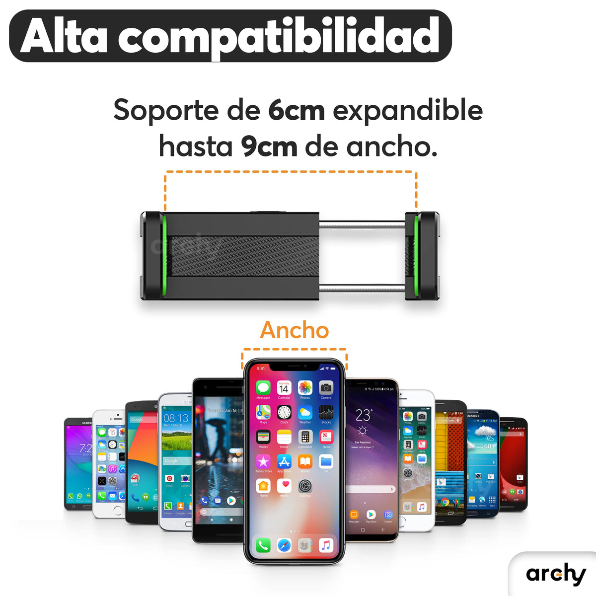 Soporte de Celular para Parasol de Auto con Brazo Articulado
