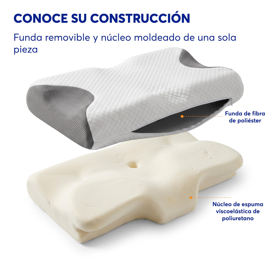 Almohada Cervical de Memory Foam con Funda Removible 60 x 31 cm