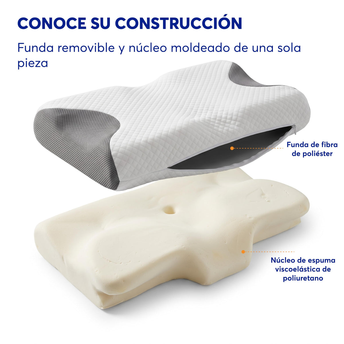 Almohada Cervical de Memory Foam con Funda Removible 60 x 31 cm
