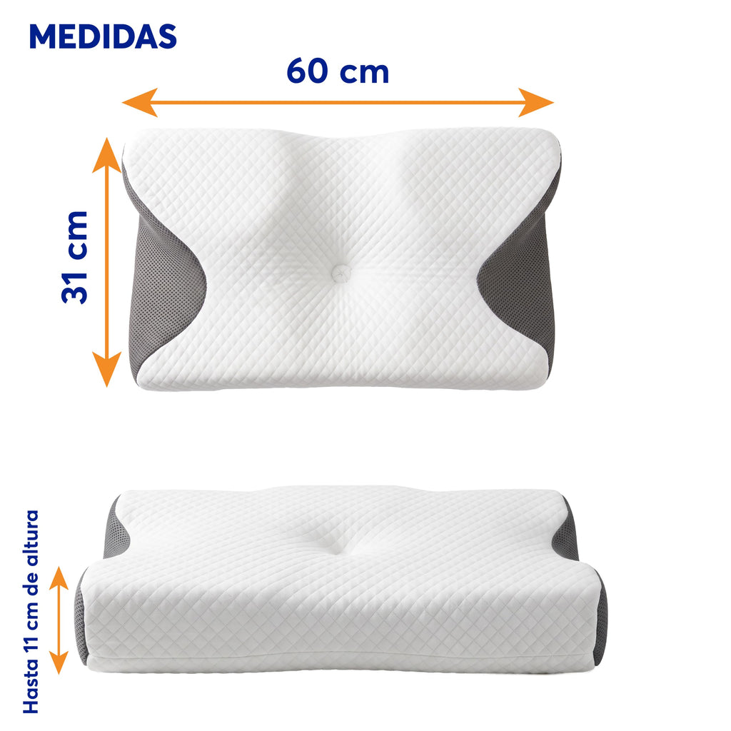 Almohada Cervical de Memory Foam con Funda Removible 60 x 31 cm