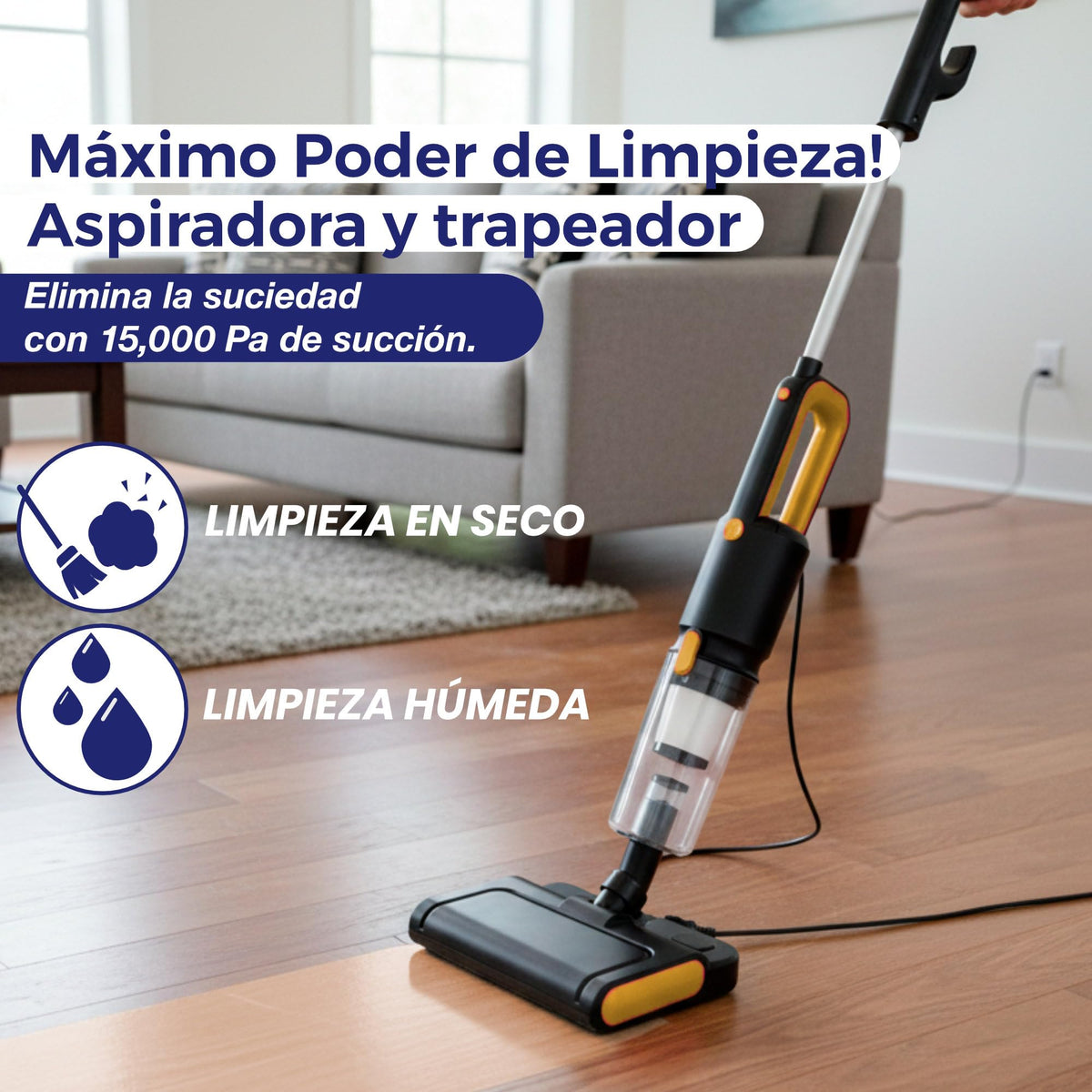 Aspiradora Trapeador 2 en 1 para Seco y Húmedo