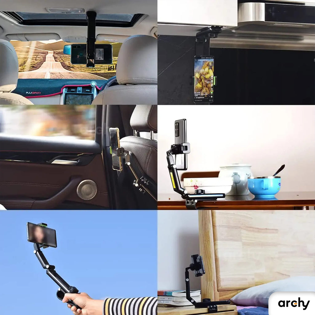 Soporte de Celular para Parasol de Auto con Brazo Articulado