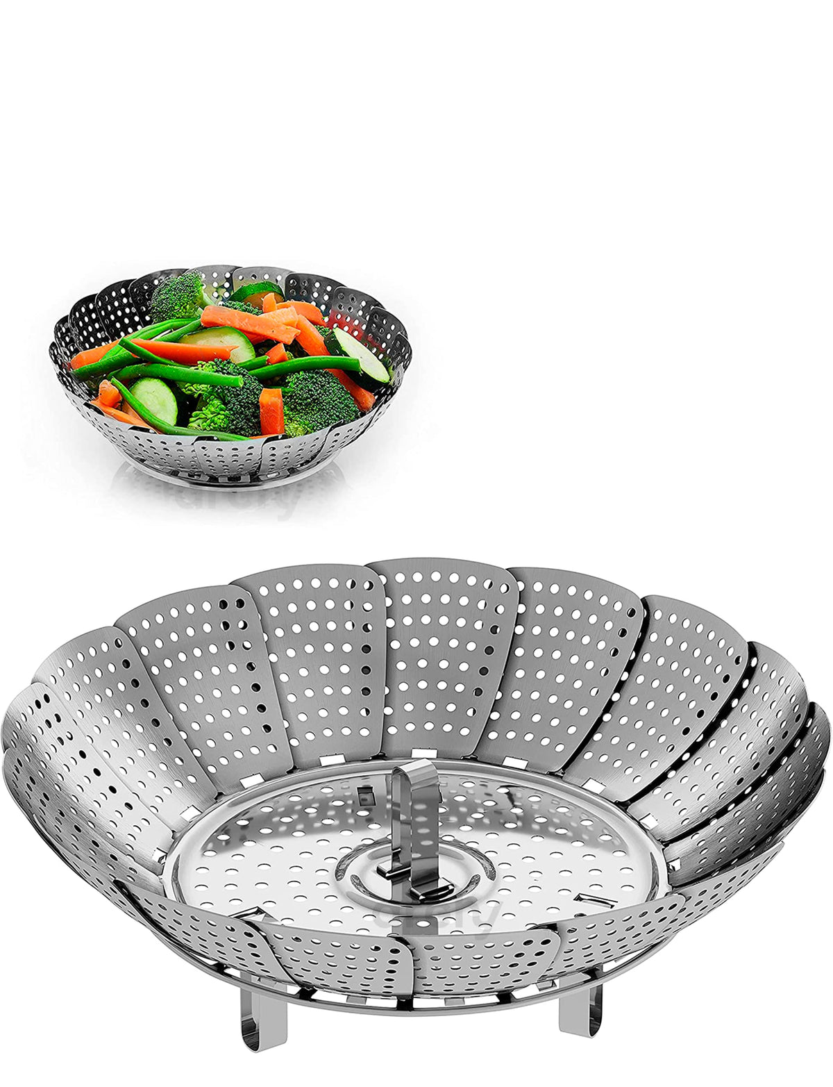 Cesta Vaporera Plegable de Acero Inoxidable 26 y 30 cm