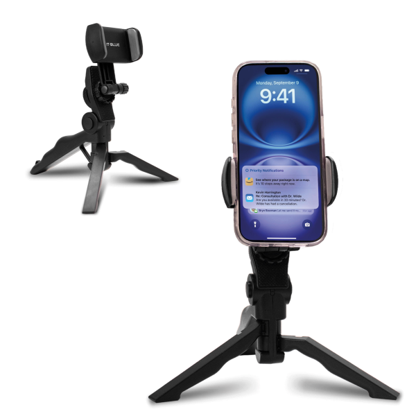 Trípode para celular 2 en 1 portátil con rotación 360°, mango de agarre y base para escritorio